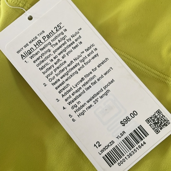 Lululemon Align High-Rise Pant 25" in Yellow Serpentine - Picture 4 of 5